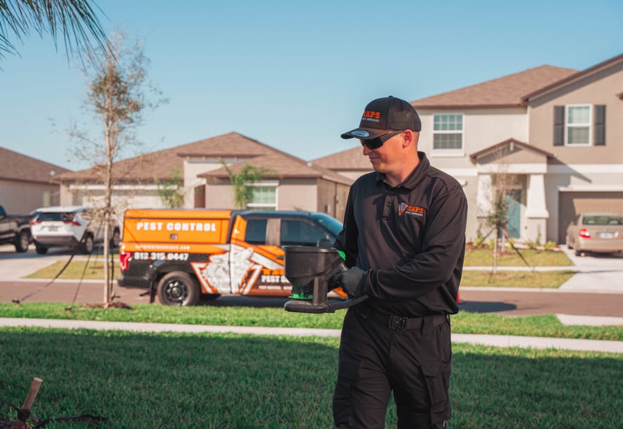 Taps technician on a Riverview, FL pest control service call