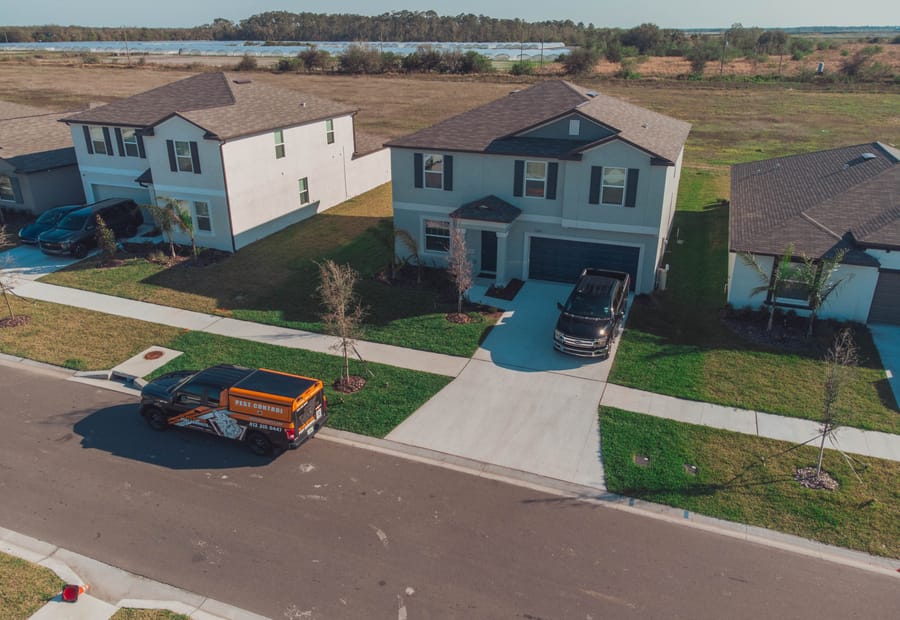 Aerial view of a Riverview, FL neighborhood served by Taps Pest Services