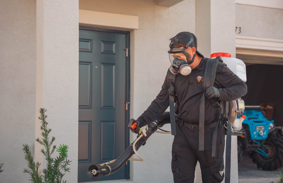 Taps Pest Services technician identifying and treating common Florida pests in Riverview, FL