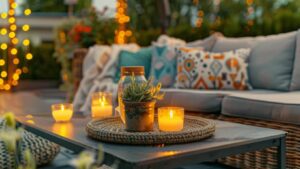 Spring Pest Control In Florida: Pest Prevention Tips 5 Image of a patio with candels on a table showing a bug free backyard. mosquito control in florida