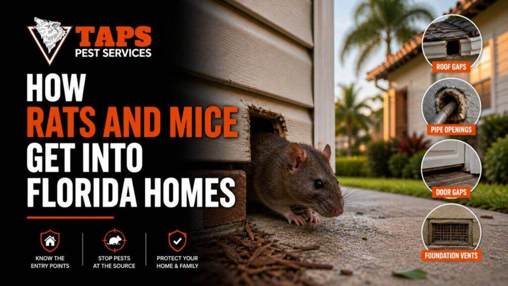 How rats and mice get into Florida homes through entry points like gaps vents and pipe openings in residential exterior